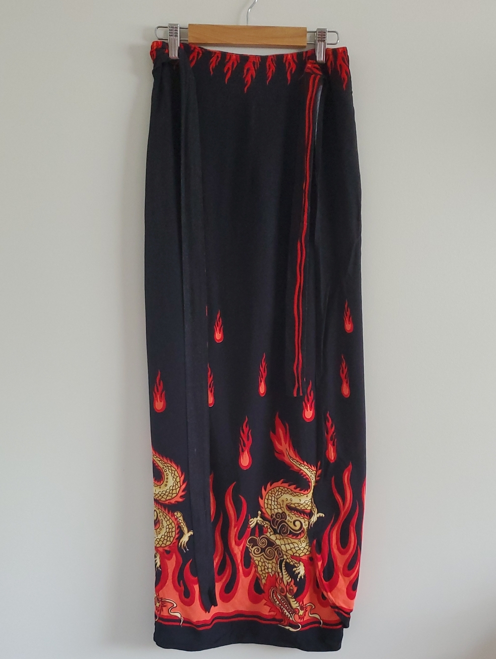 Tropicana By Aim House Pacific & Hawaii Dragon Maxi Wrap Up Skirt One Size Y2K
